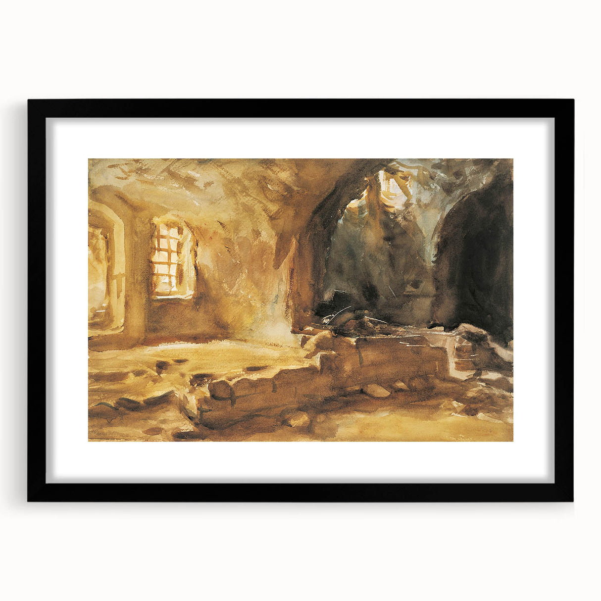 Romantic Art Prints: Ruined Cellar—Arras by John Singer Sargent