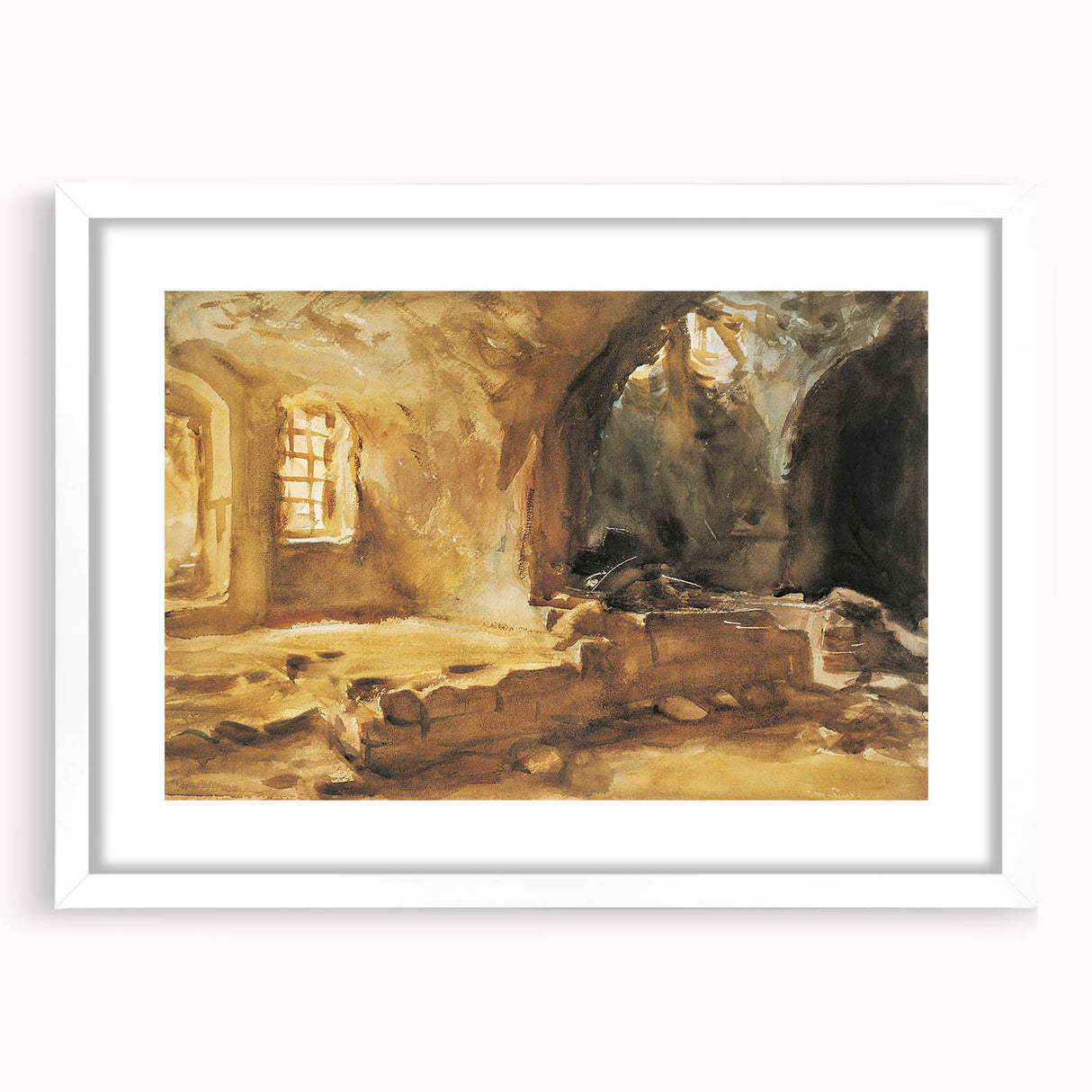 Romantic Art Prints: Ruined Cellar—Arras by John Singer Sargent