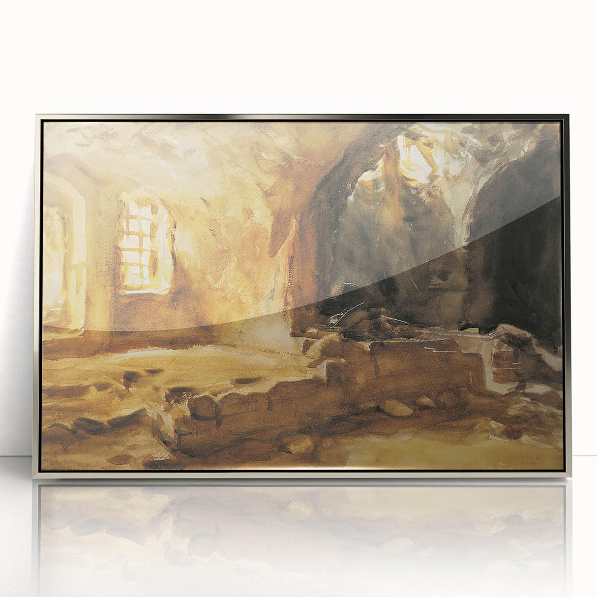 Romantic Art Prints: Ruined Cellar—Arras by John Singer Sargent