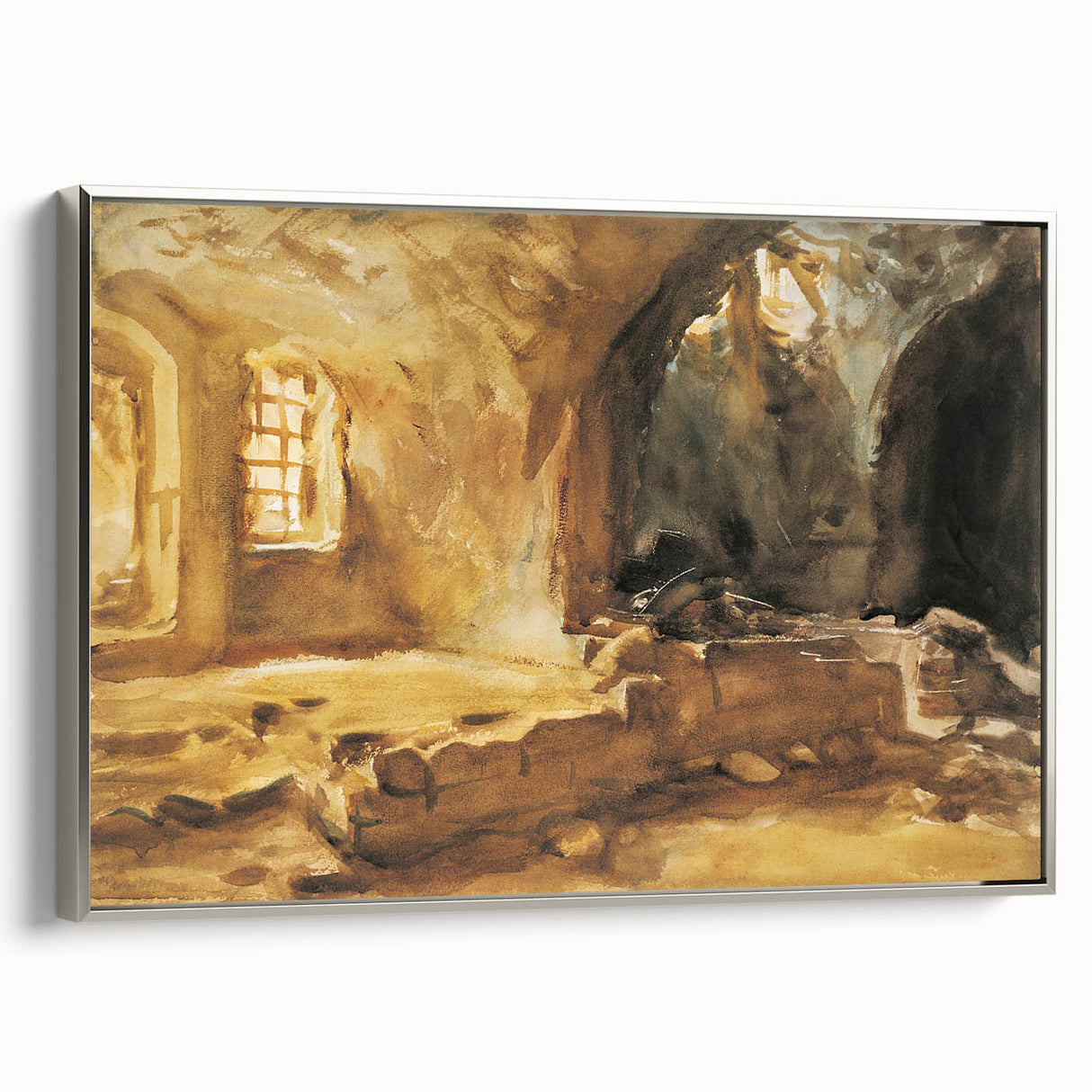 Romantic Art Prints: Ruined Cellar—Arras by John Singer Sargent