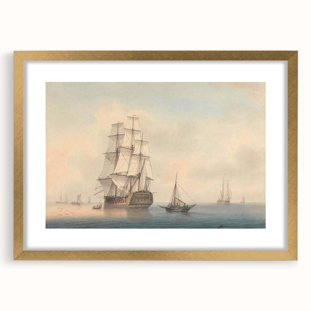Romantic Art Prints: A Warship Preparing to Leave the Anchorage