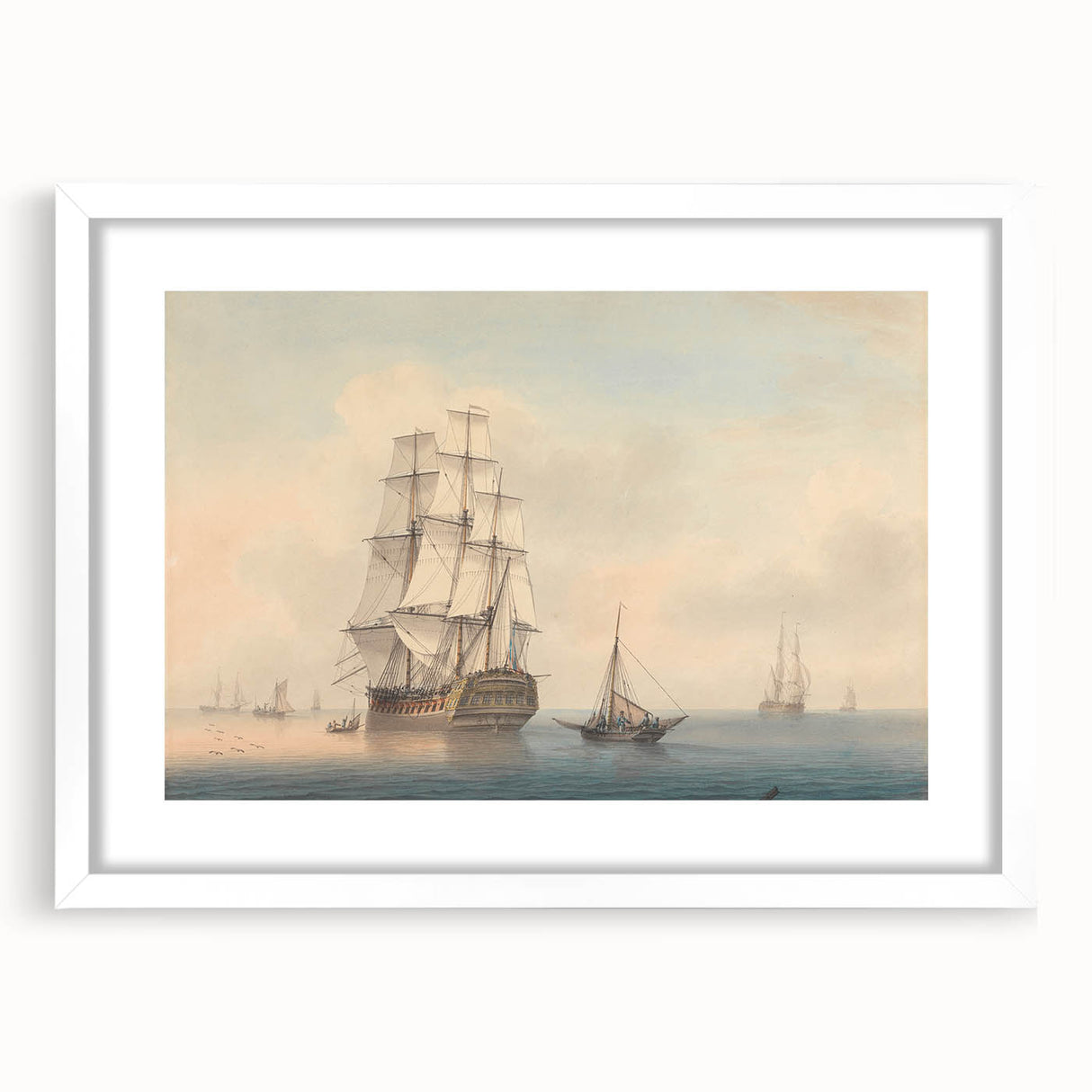 Romantic Art Prints: A Warship Preparing to Leave the Anchorage