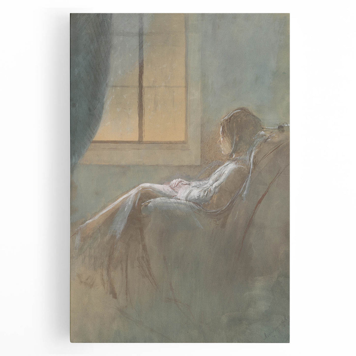 Old Woman Sitting - Romanticism Art by László Mednyánszky