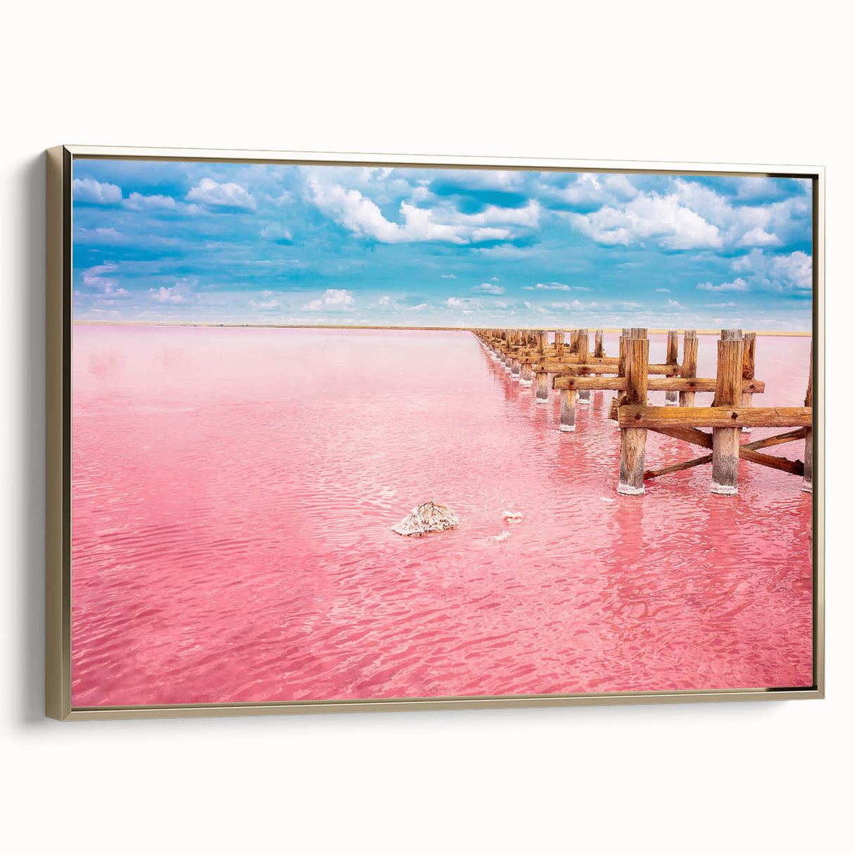 Framed canvas showing a vintage-style landscape painting of Yucatan, Mexico, with muted gold and black tones.