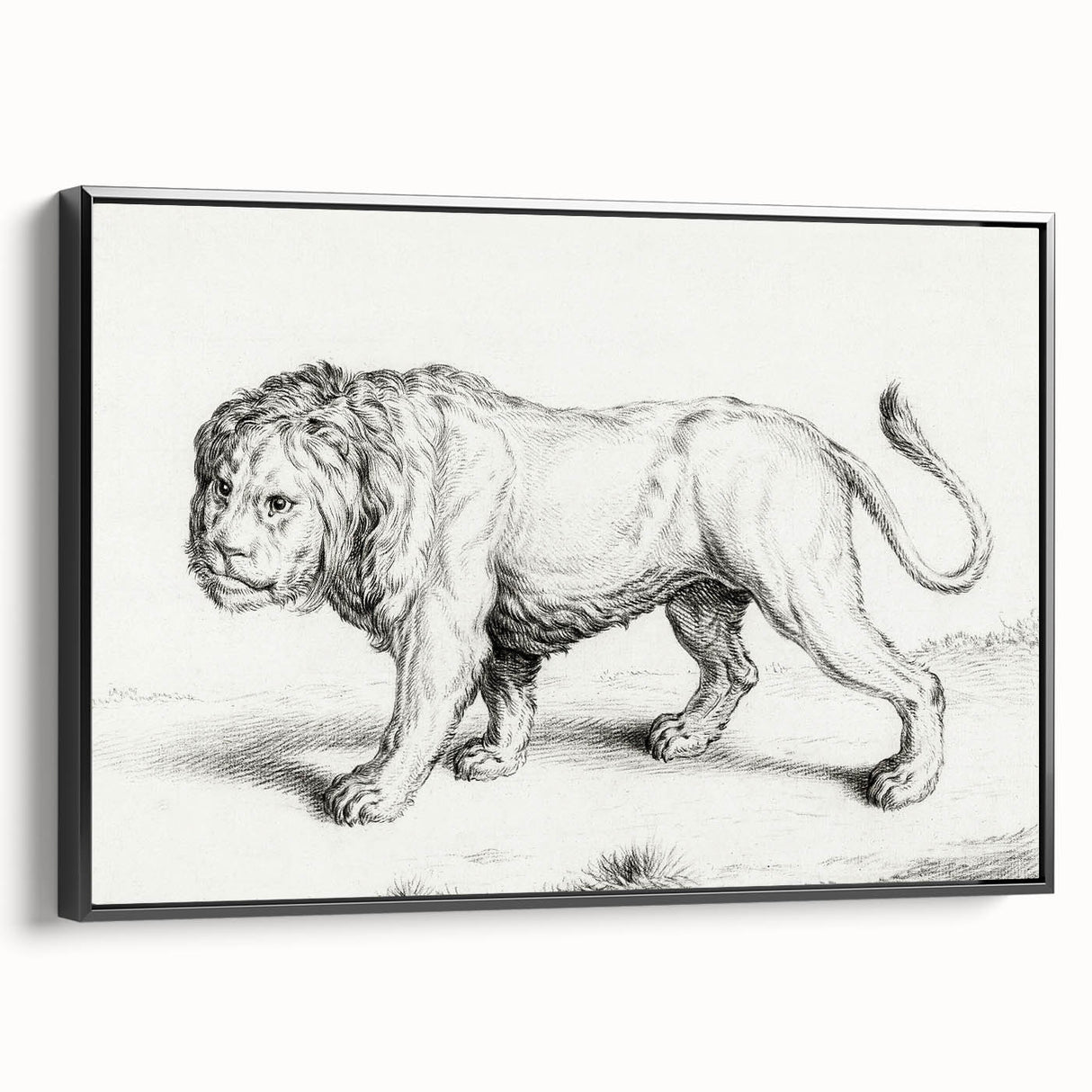 Lion Sketch by Jean Bernard - Romanticism Black and White Wall Art