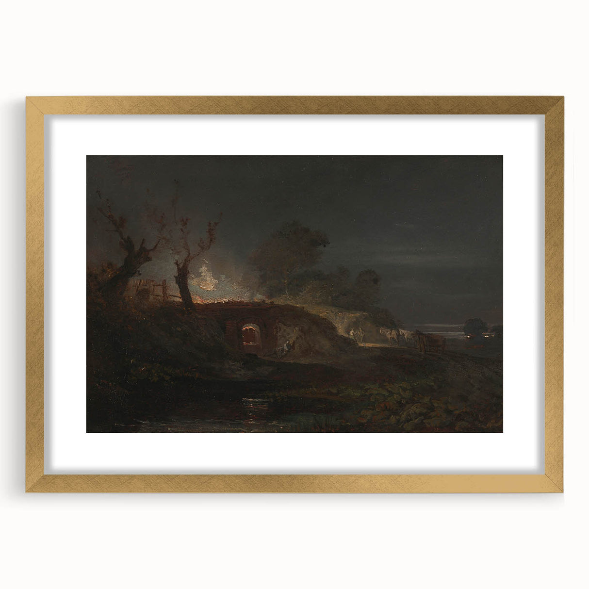 Romanticism Art: "Limekiln at Coalbrookdale" Landscape Canvas Print