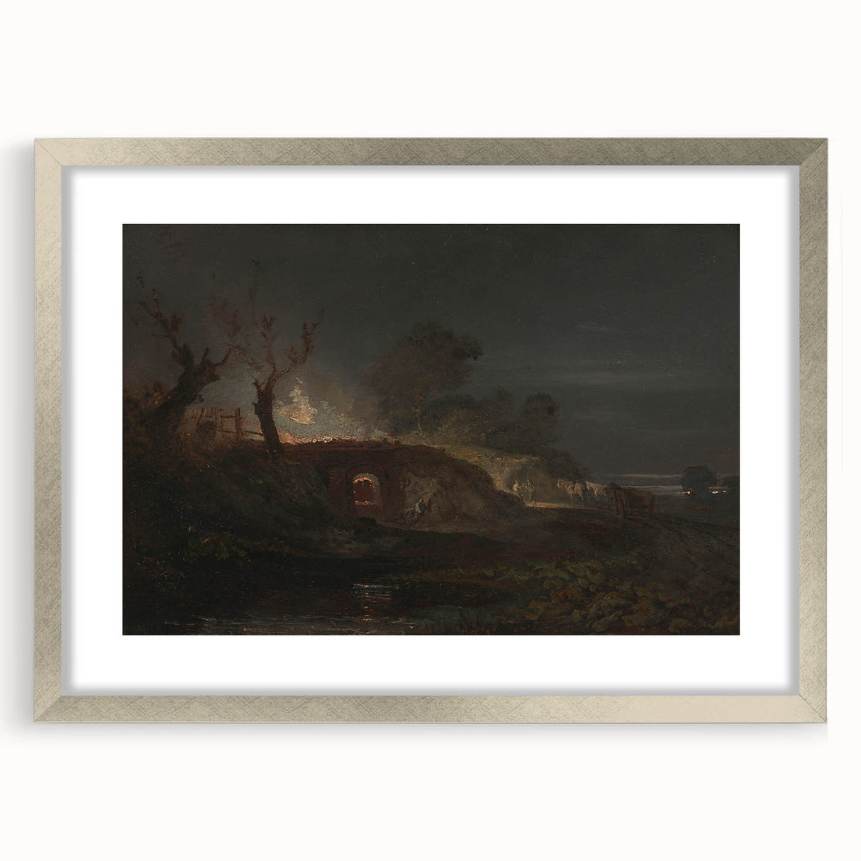 Romanticism Art: "Limekiln at Coalbrookdale" Landscape Canvas Print
