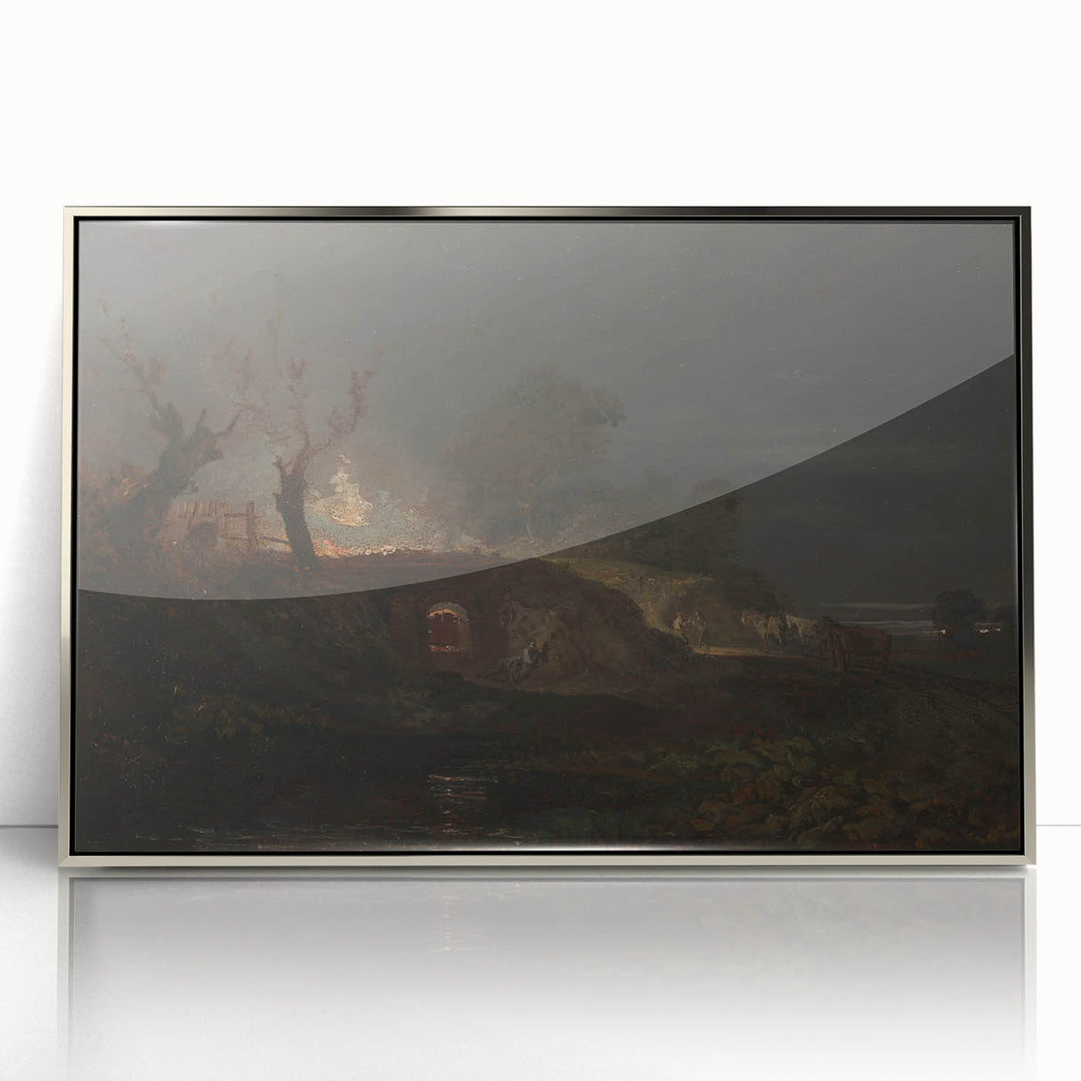 Romanticism Art: "Limekiln at Coalbrookdale" Landscape Canvas Print