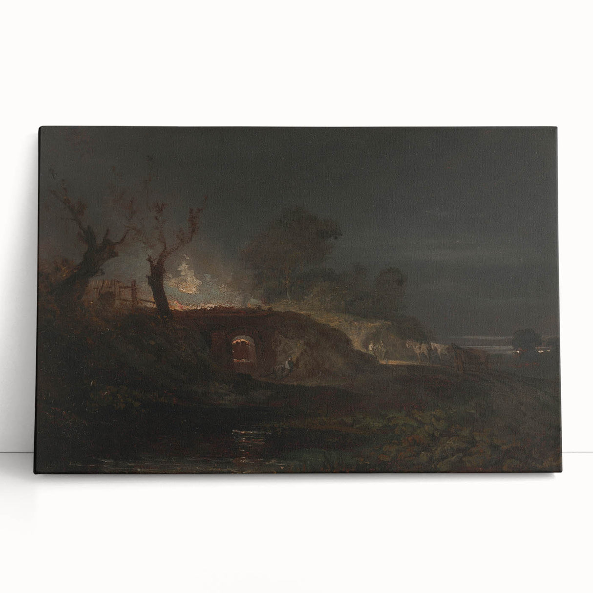 Romanticism Art: "Limekiln at Coalbrookdale" Landscape Canvas Print