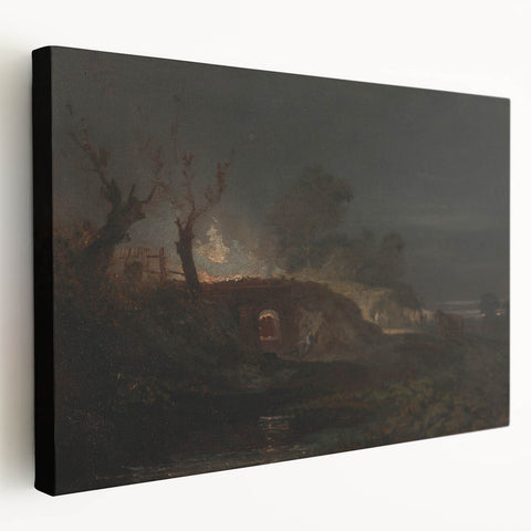Romanticism Art: "Limekiln at Coalbrookdale" Landscape Canvas Print