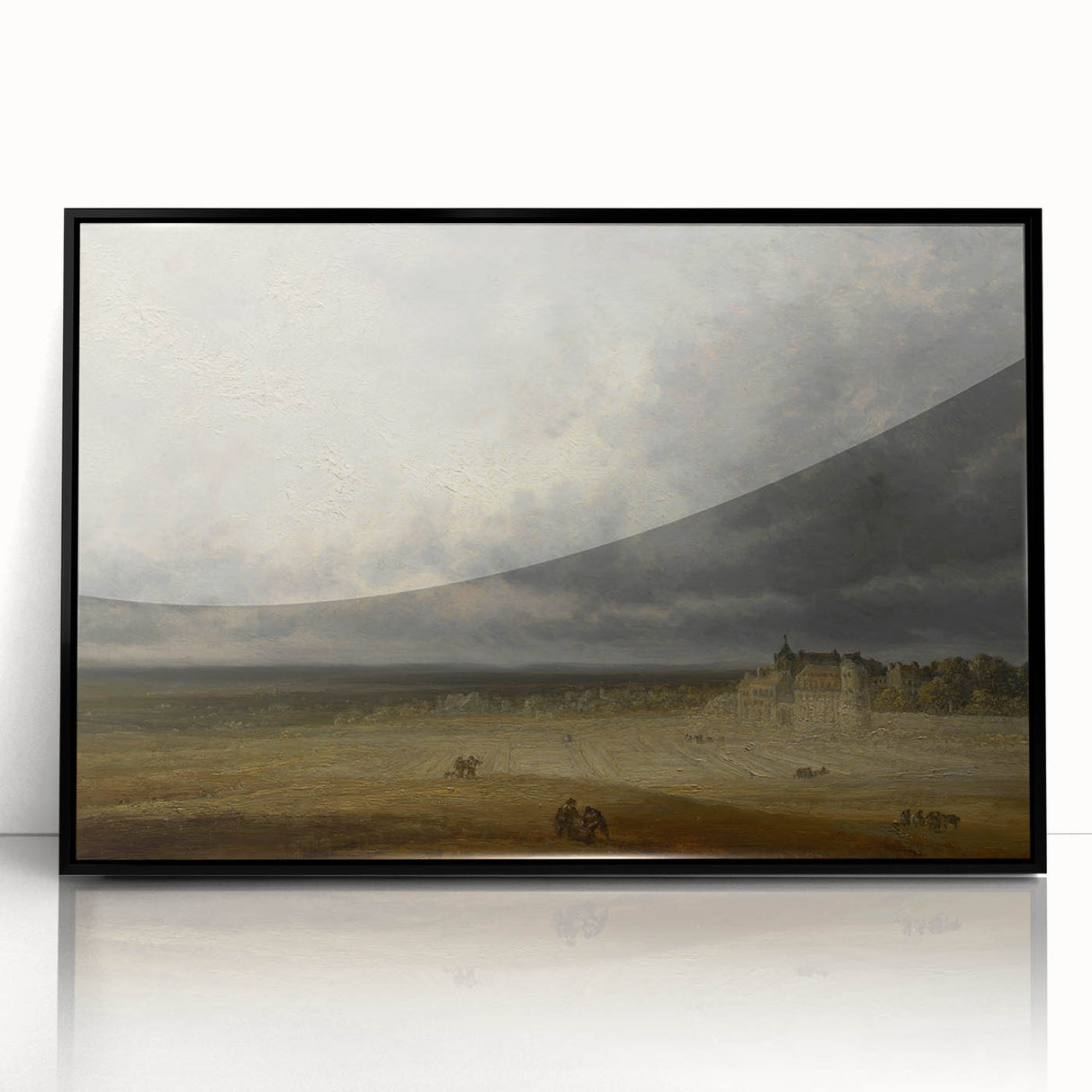 Romanticism Art: "Plowed Field and Village" Landscape Canvas Print