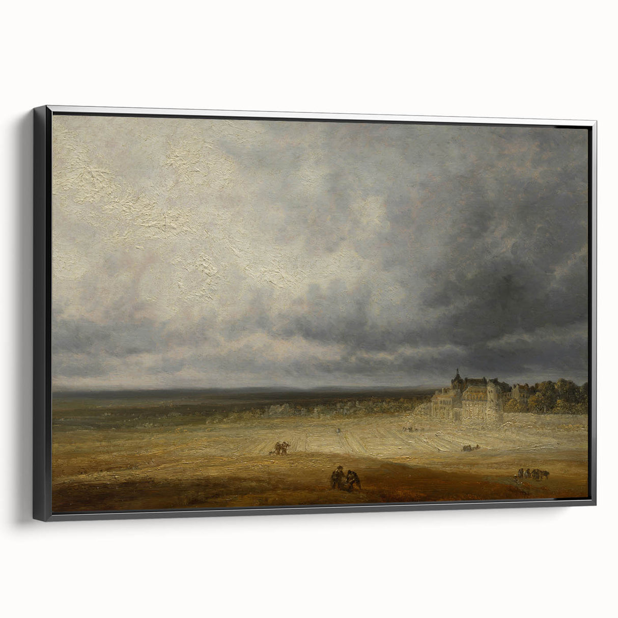 Romanticism Art: "Plowed Field and Village" Landscape Canvas Print