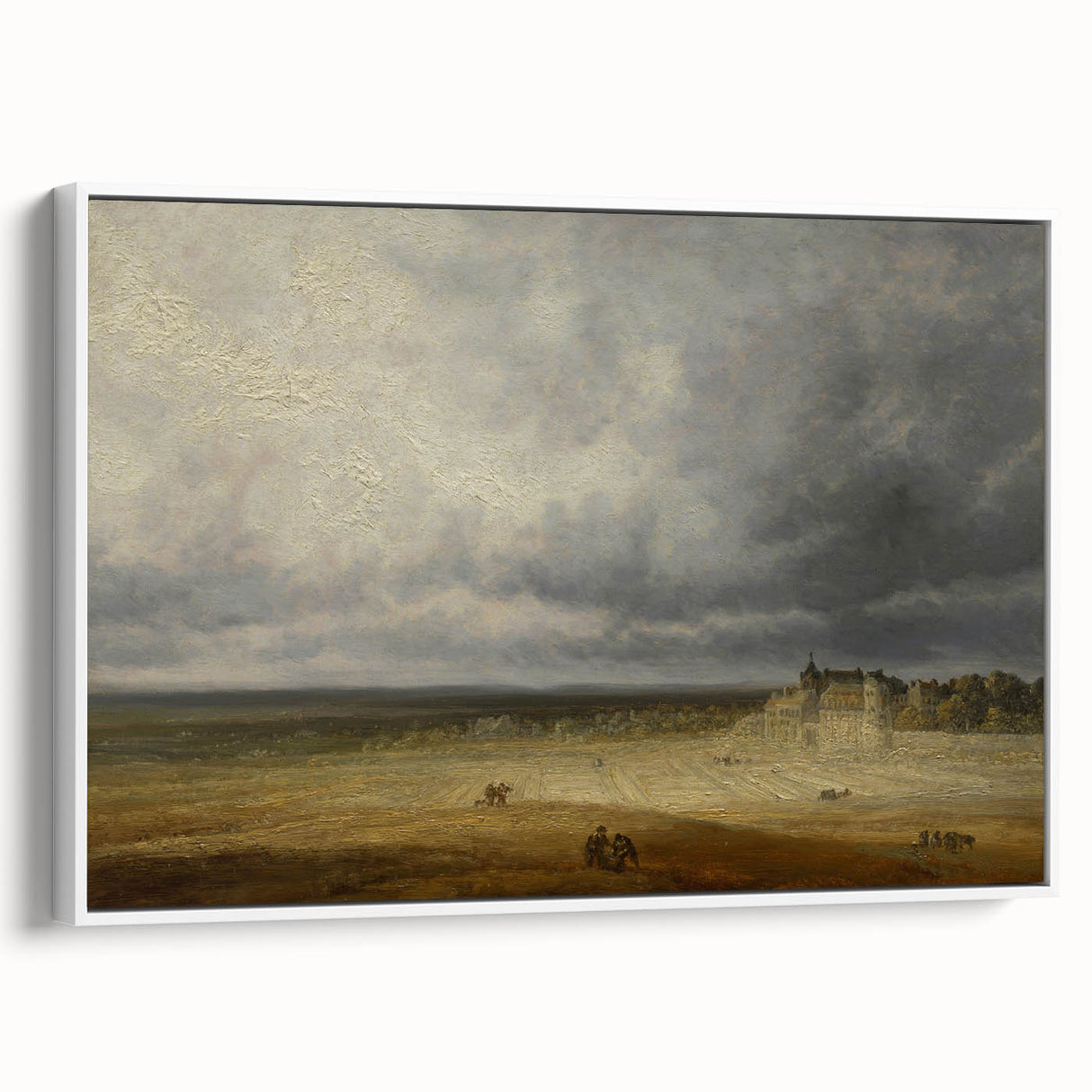 Romanticism Art: "Plowed Field and Village" Landscape Canvas Print