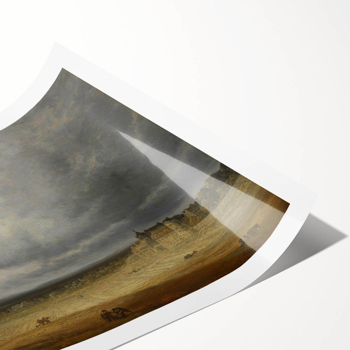 Romanticism Art: "Plowed Field and Village" Landscape Canvas Print