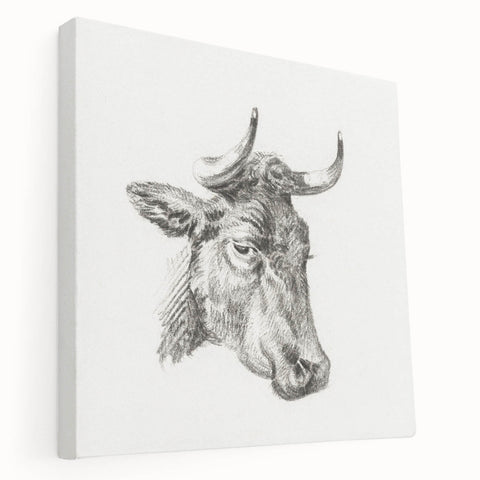 Romanticism Art Print: Head of a Cow - Timeless Sketch by Jean Bernard
