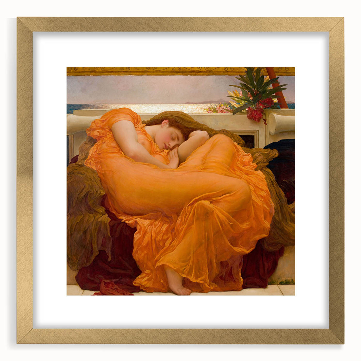 "Romanticism Art: Flaming June - Historical Canvas Print Masterpiece"