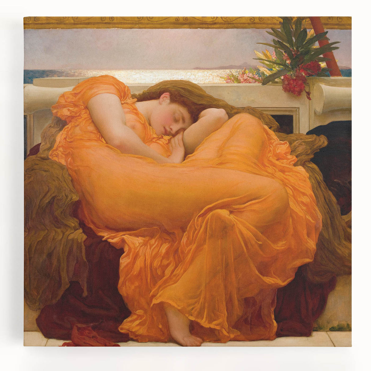 "Romanticism Art: Flaming June - Historical Canvas Print Masterpiece"