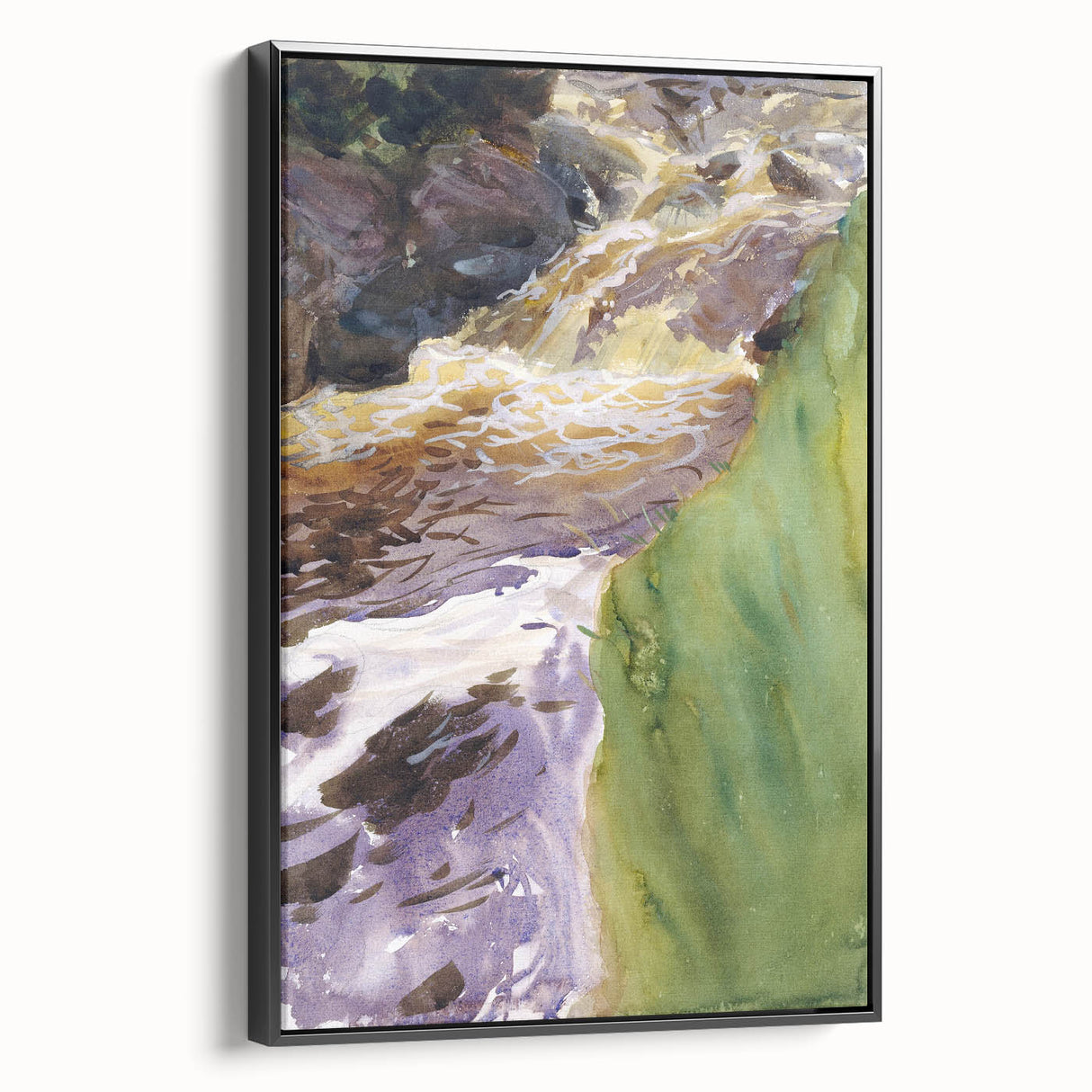Romanticism Art: Rushing Water - Vibrant Landscape Canvas Print
