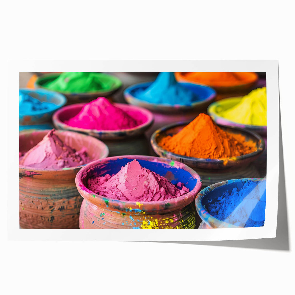 Extra large rolled print depicting vibrant floral scenery in India, ideal for art wall dining room.