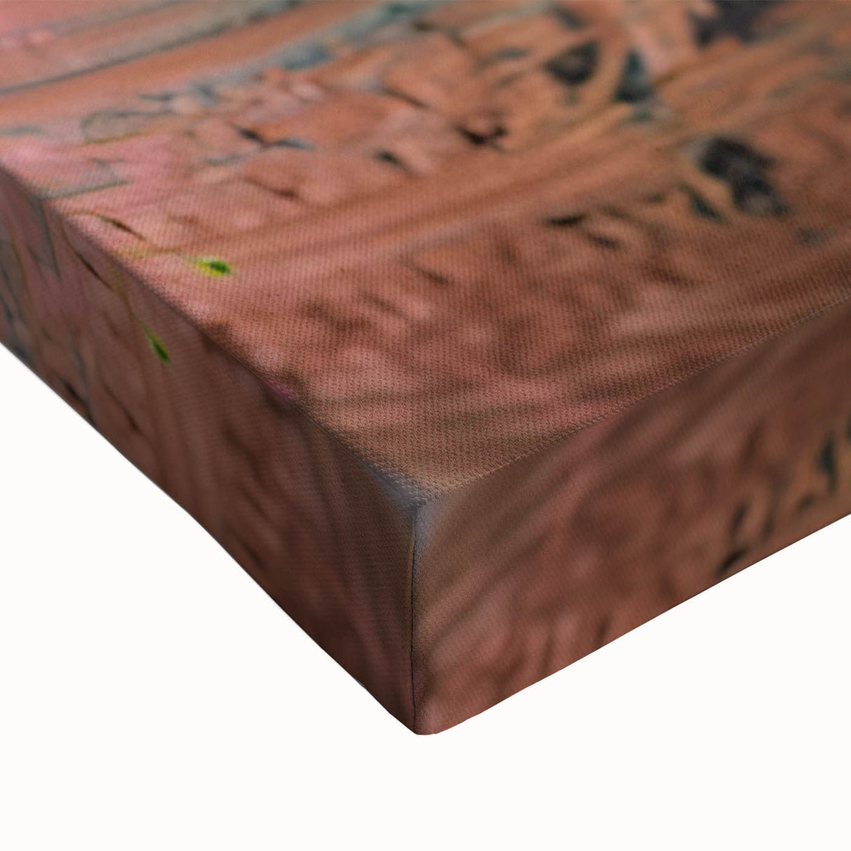 Large art of a black and white landscape painting on stretched canvas, depicting a serene Indian scenery.