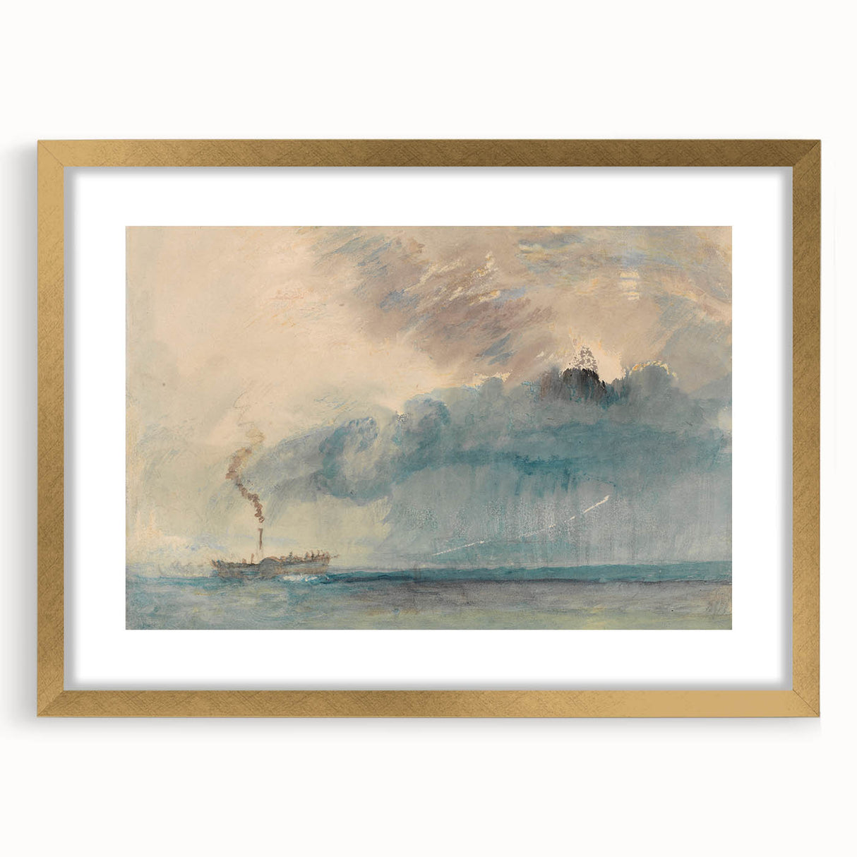 Romantic Art Prints: Paddle Steamer in a Storm - Historical Wall Art