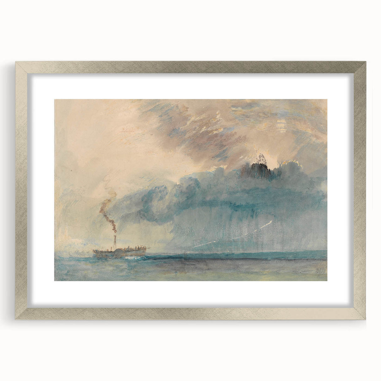 Romantic Art Prints: Paddle Steamer in a Storm - Historical Wall Art