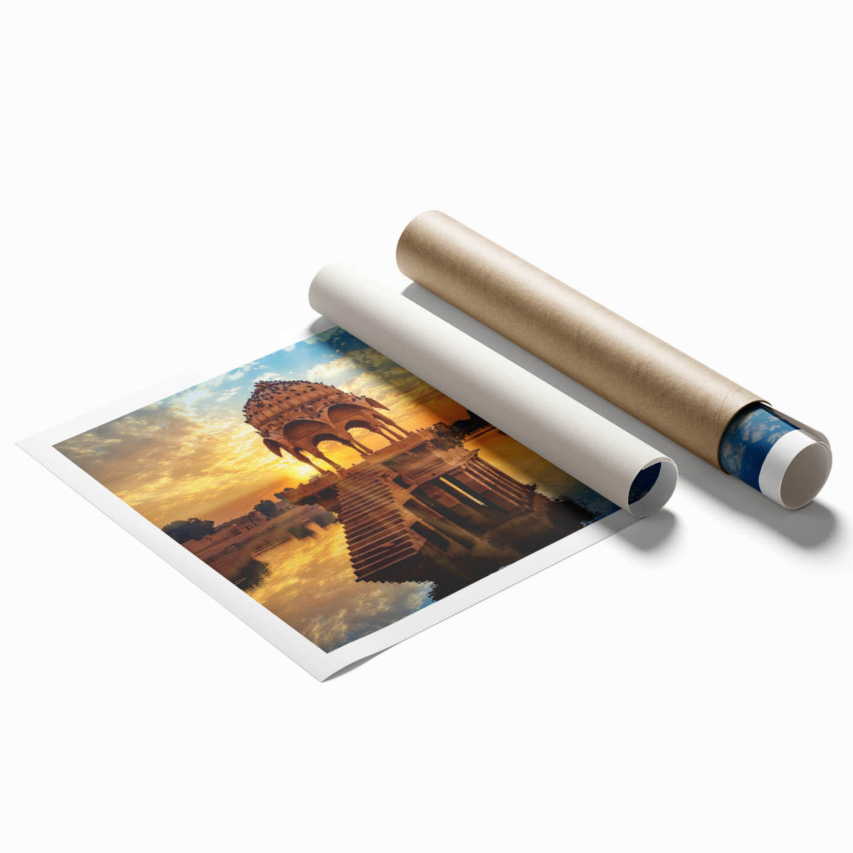 Extra large rolled canvas print featuring a vibrant floral scene in India.