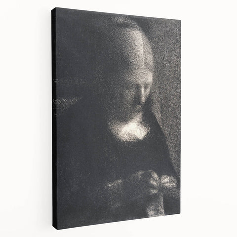 Impressionist Portrait Art - Seurat's "The Artist's Mother Embroidering