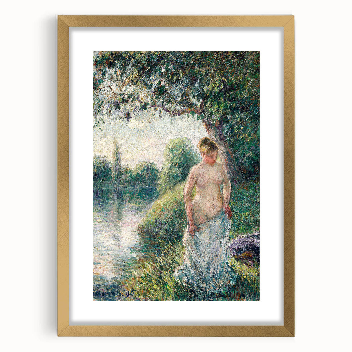 Impressionist Landscape Art - Pissarro's "The Bather" Print