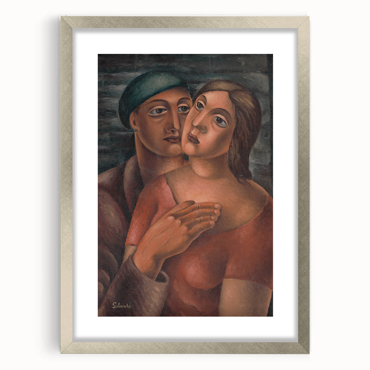 Modern Wall Art - Expressive Portrait of Lovers in Warm Earthy Tones