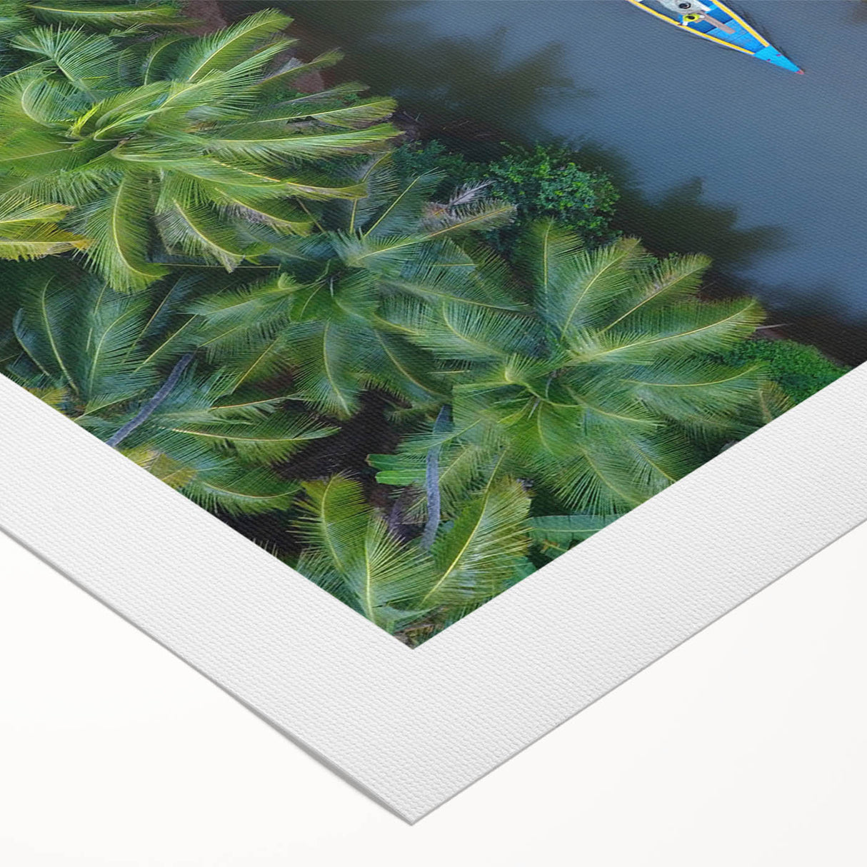 Art deco poster featuring a stylized Indian landscape in warm orange and red tones on rolled canvas.