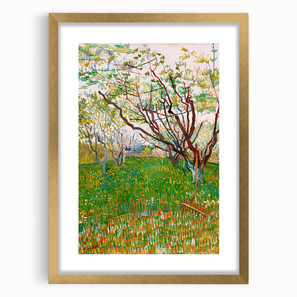 Impressionist Orchard Landscape - Vibrant Springtime Wall Art Print
