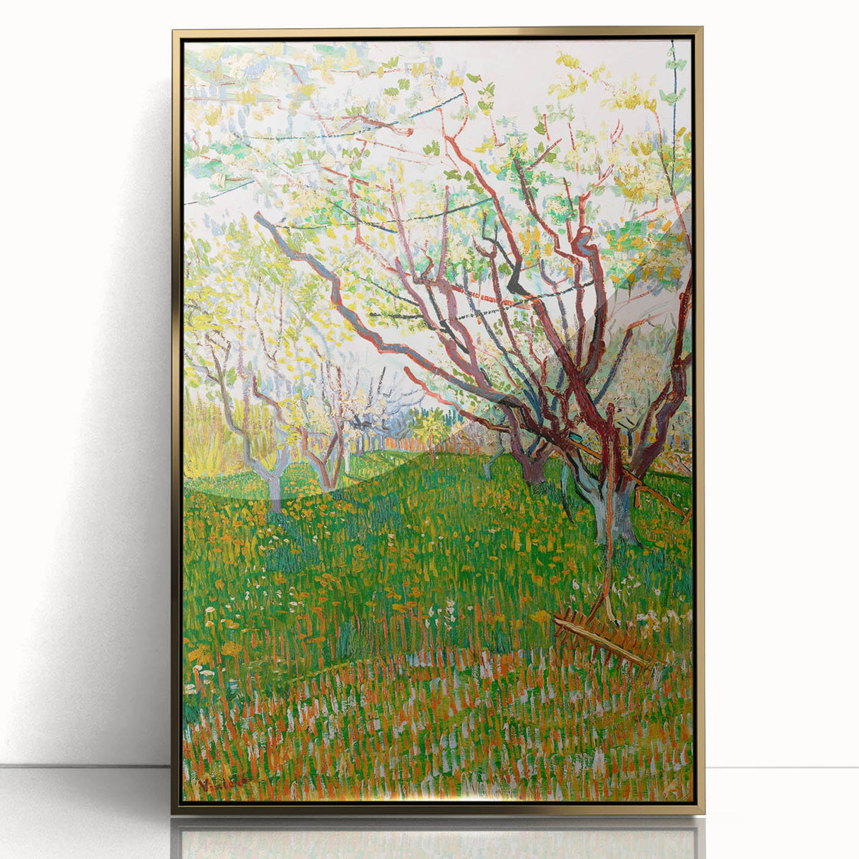 Impressionist Orchard Landscape - Vibrant Springtime Wall Art Print