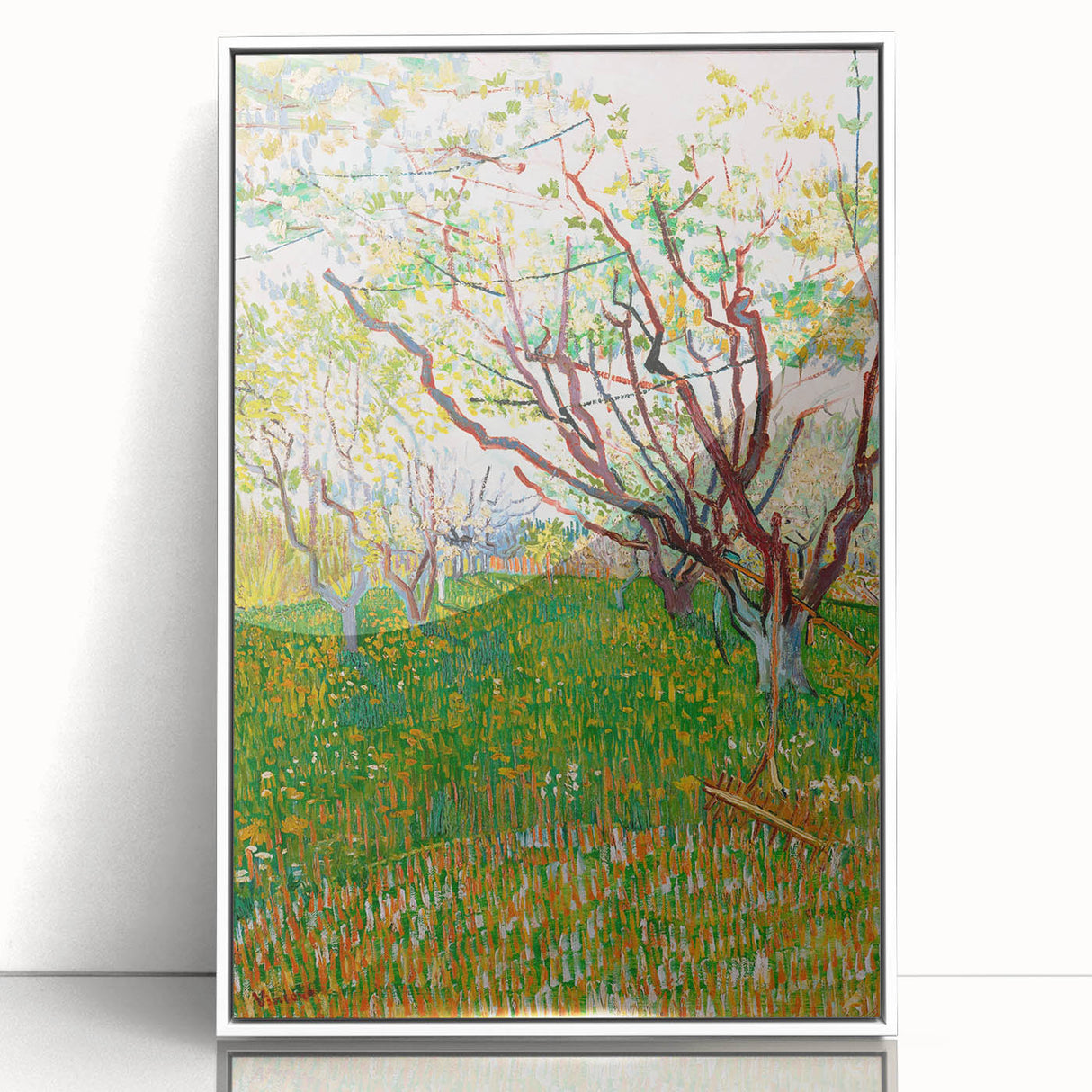 Impressionist Orchard Landscape - Vibrant Springtime Wall Art Print