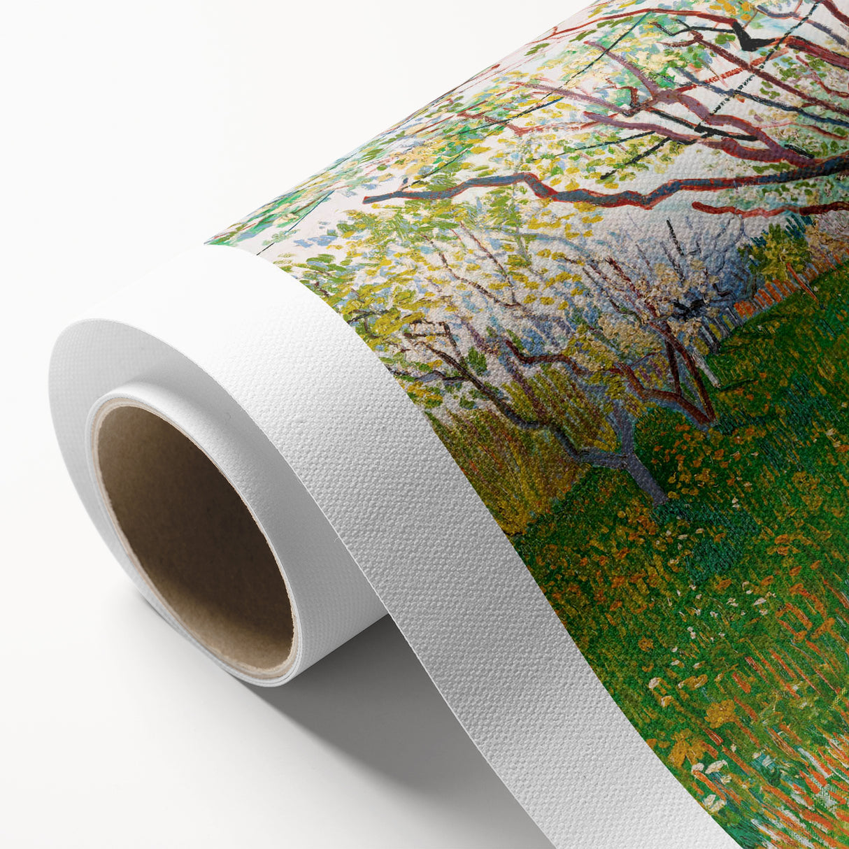 Impressionist Orchard Landscape - Vibrant Springtime Wall Art Print