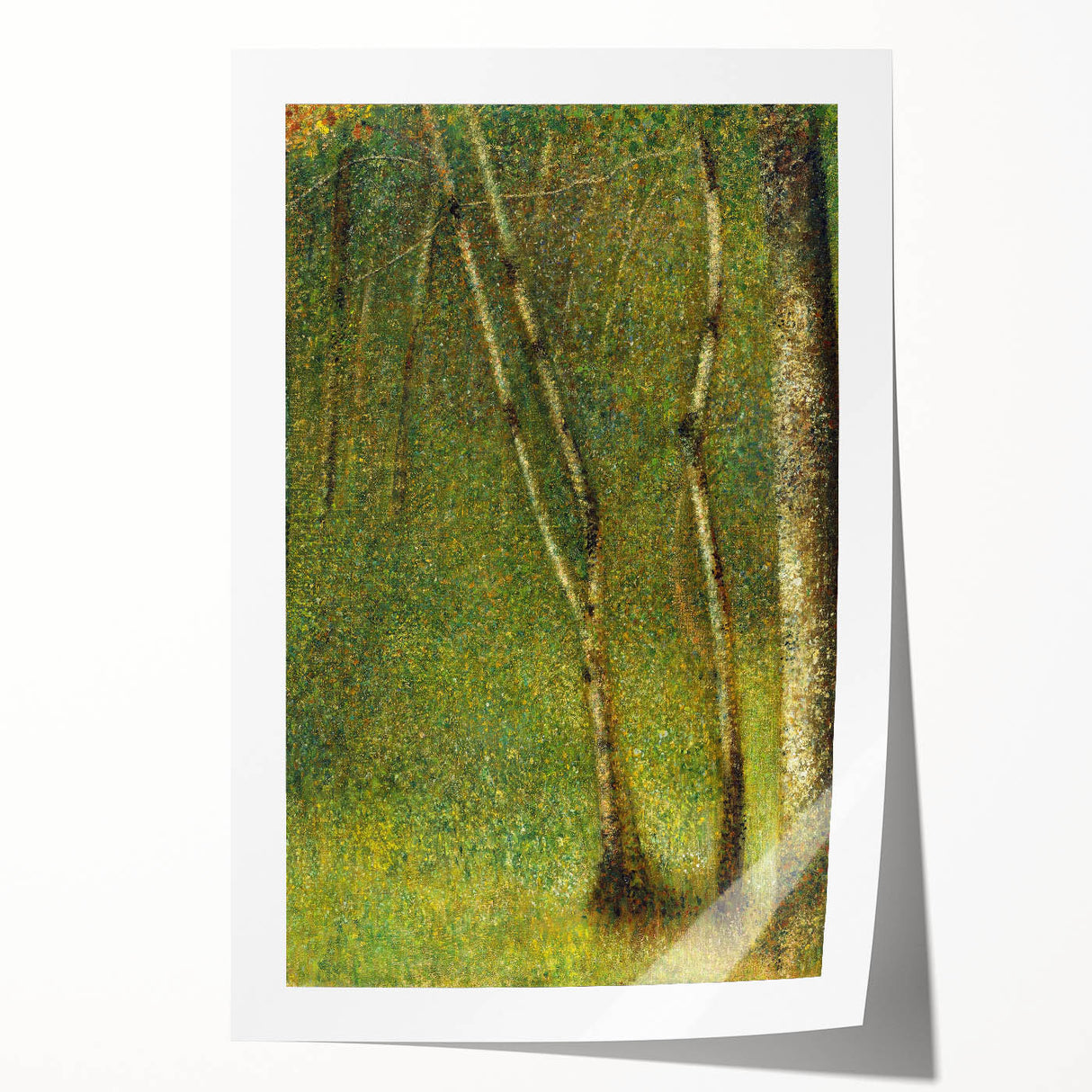 Impressionist Forest Scene - Serene Green Landscape Wall Art Print