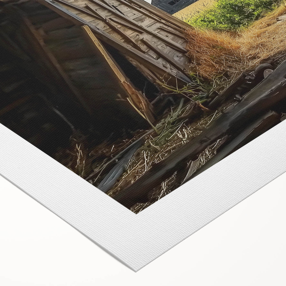 Rolled canvas showcasing a vibrant landscape barn design, featuring rich colors and detailed textures, securely packaged in a protective cardboard tube. Perfect for home decor accentuating rustic charm and artistry.