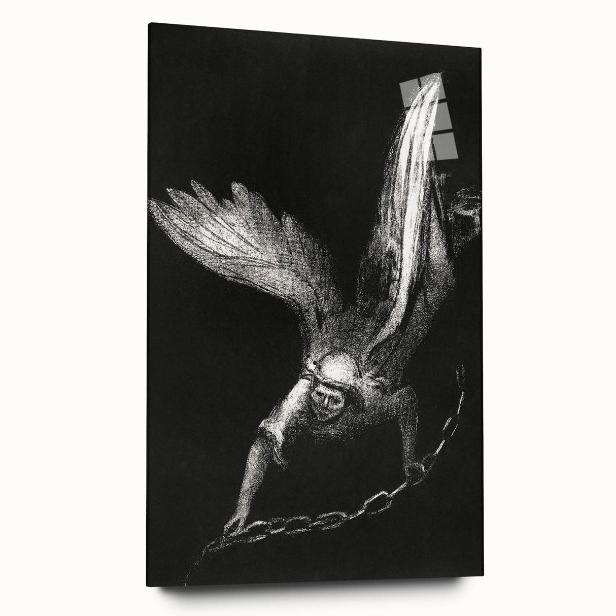 Modern Wall Art: Angel with Chain - Dramatic Monochrome Artwork