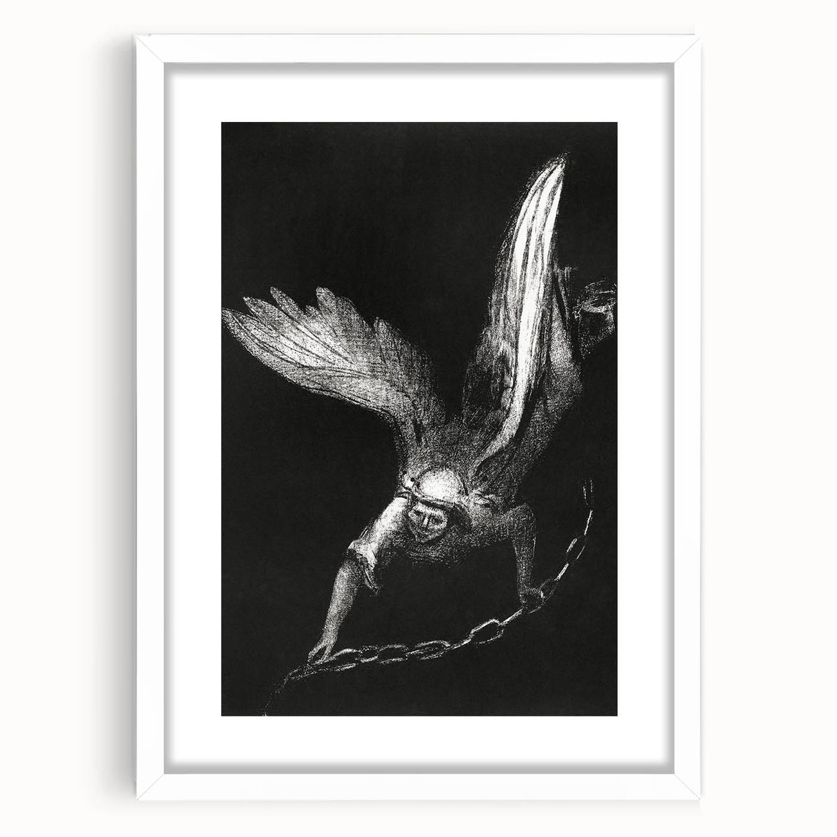 Modern Wall Art: Angel with Chain - Dramatic Monochrome Artwork