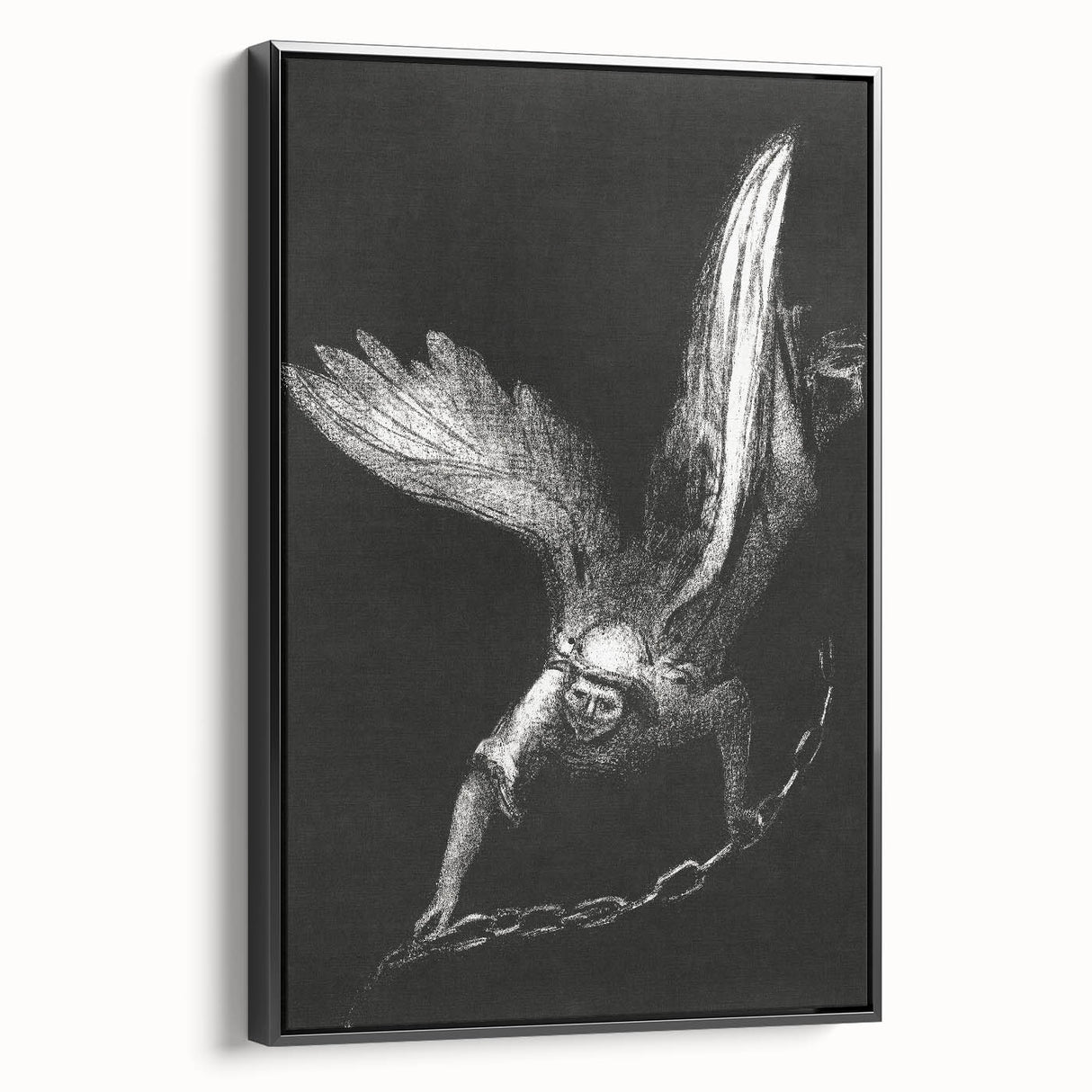Modern Wall Art: Angel with Chain - Dramatic Monochrome Artwork