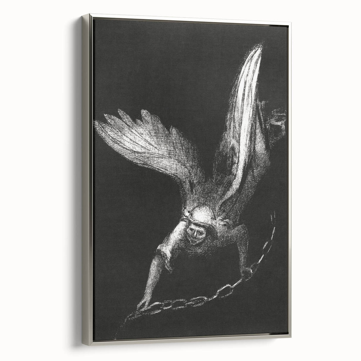 Modern Wall Art: Angel with Chain - Dramatic Monochrome Artwork