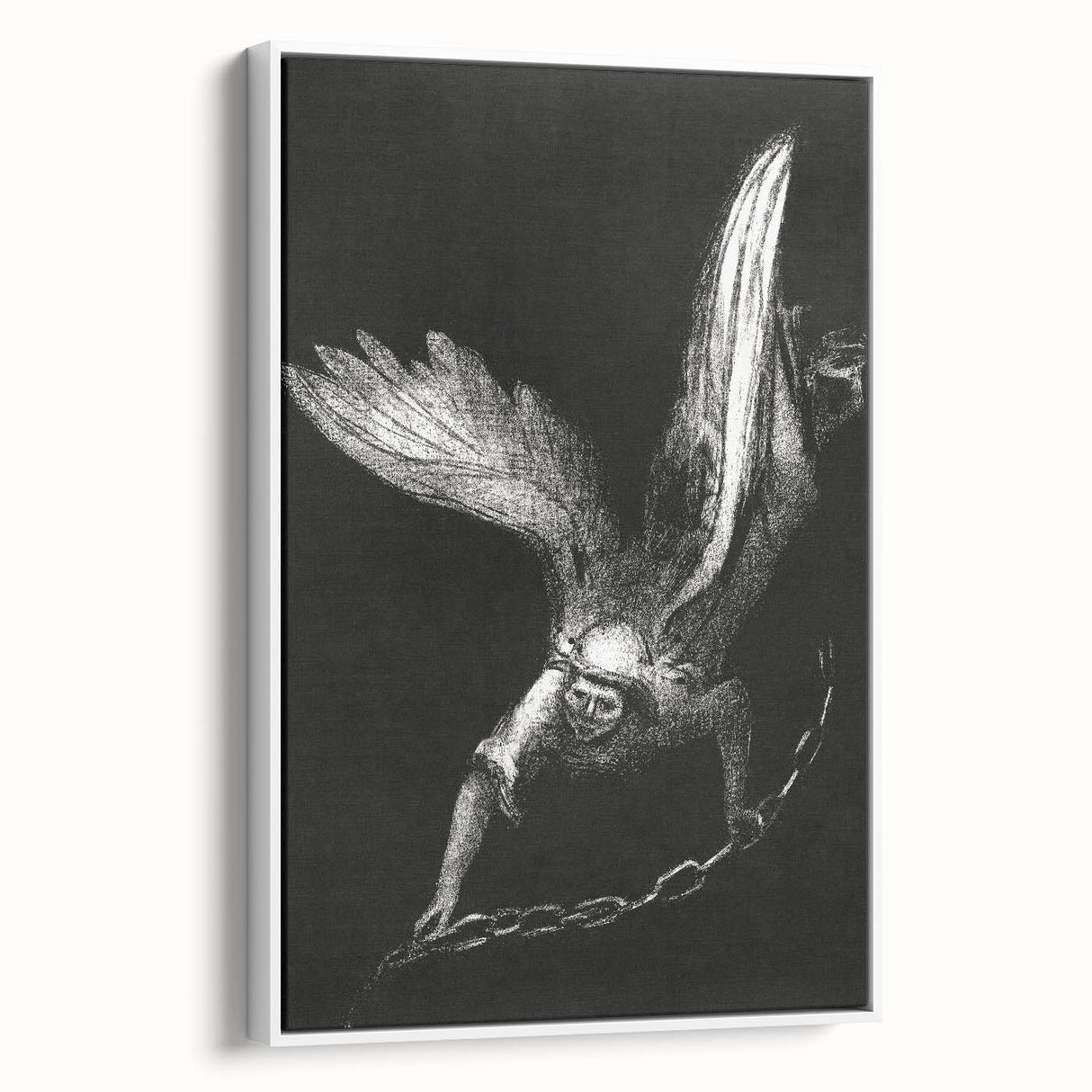 Modern Wall Art: Angel with Chain - Dramatic Monochrome Artwork