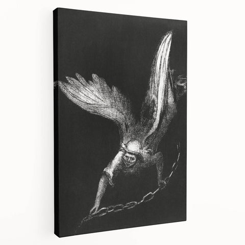 Modern Wall Art: Angel with Chain - Dramatic Monochrome Artwork