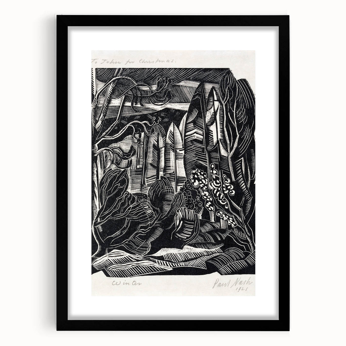 Modern Wall Art: Winter Scene - Monochrome Abstract Nature Print