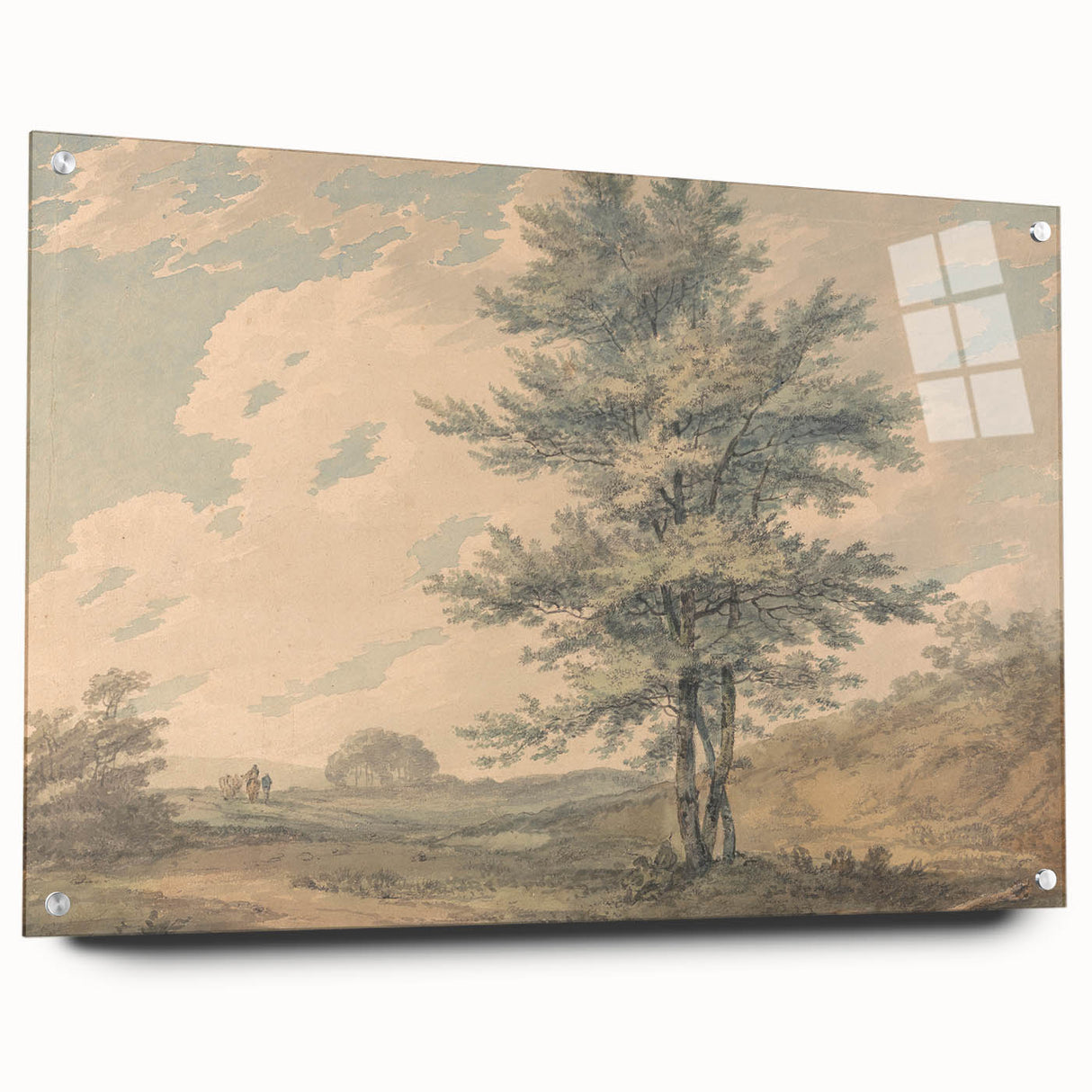 Romantic Art Prints: Serene Landscape with Trees and Figures