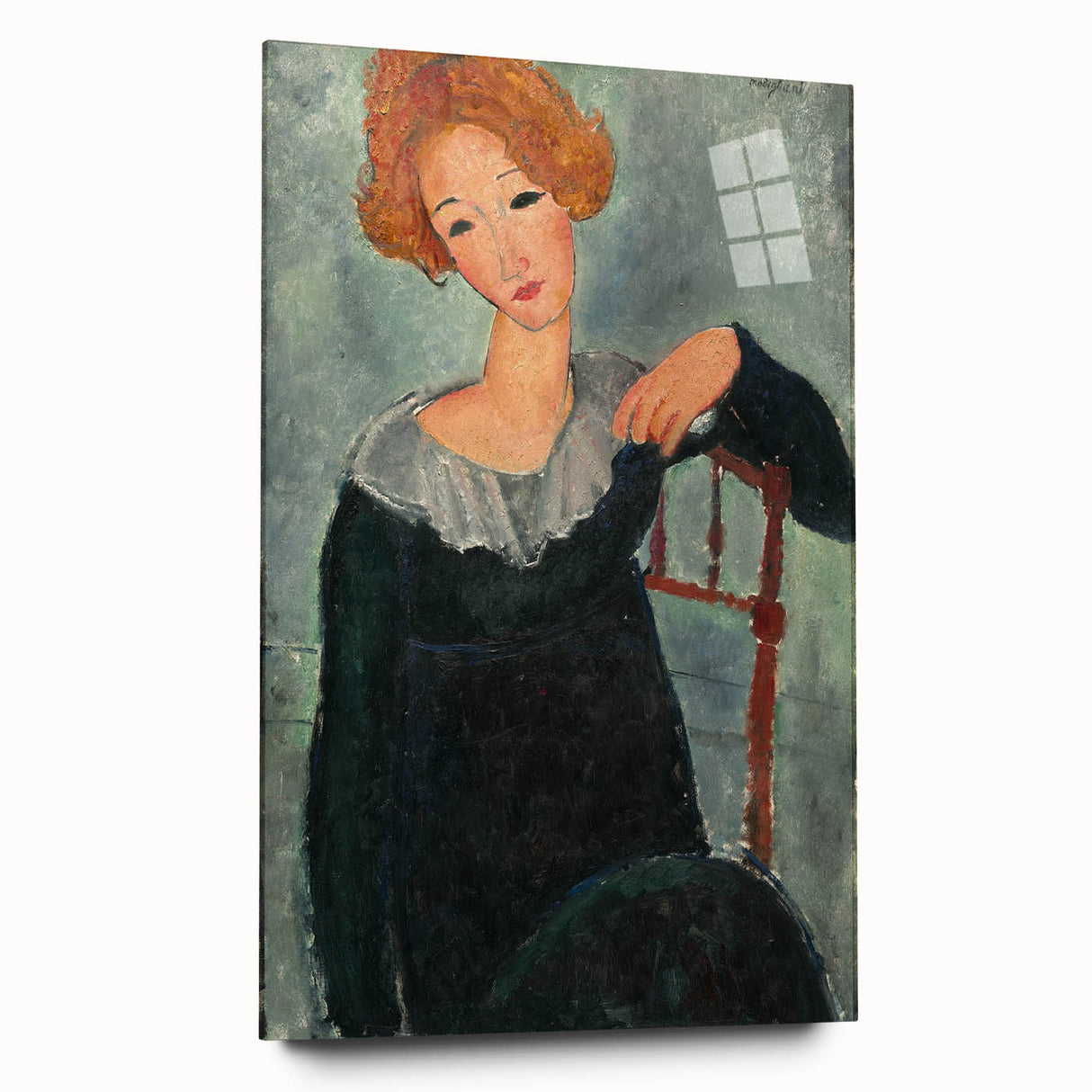 Modern Wall Art: Woman with Red Hair - Elegant Abstract Portrait