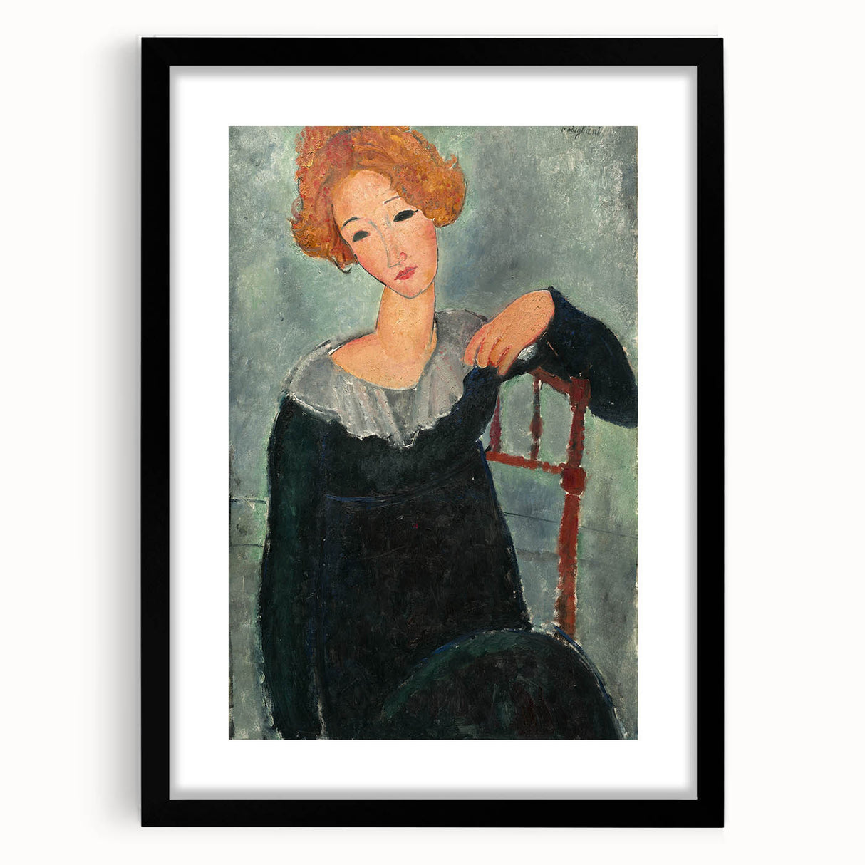 Modern Wall Art: Woman with Red Hair - Elegant Abstract Portrait