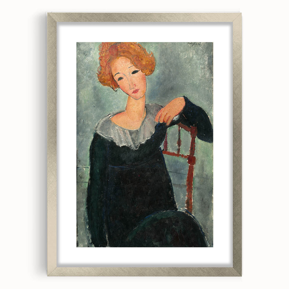 Modern Wall Art: Woman with Red Hair - Elegant Abstract Portrait