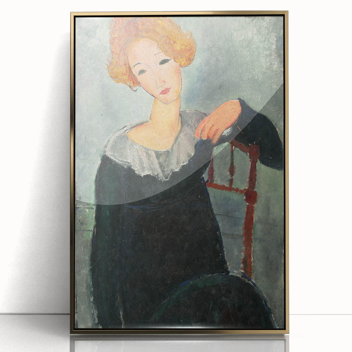 Modern Wall Art: Woman with Red Hair - Elegant Abstract Portrait