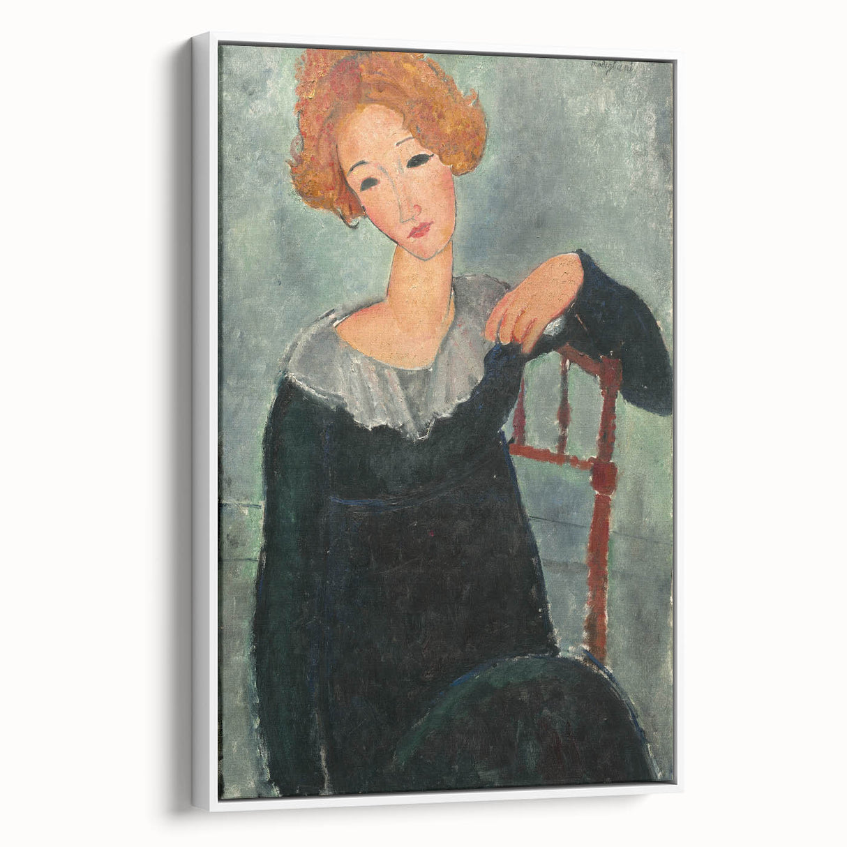 Modern Wall Art: Woman with Red Hair - Elegant Abstract Portrait